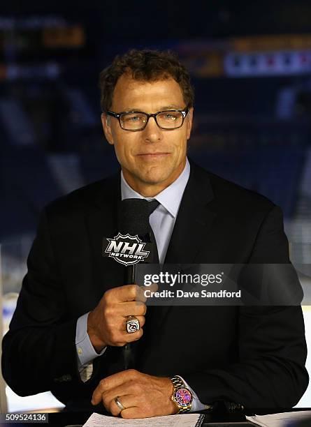 Network panelist Scott Stevens speaks before 2016 Honda NHL All-Star Game at Bridgestone Arena on January 31, 2016 in Nashville, Tennessee.