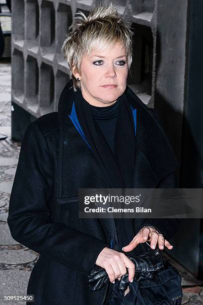 Inka Bause attends the Wolfgang Rademann memorial service on February 11, 2016 in Berlin, Germany.