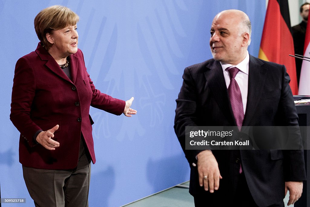 Iraqi Prime Minister Haider al-Abadi Meets With Angela Merkel