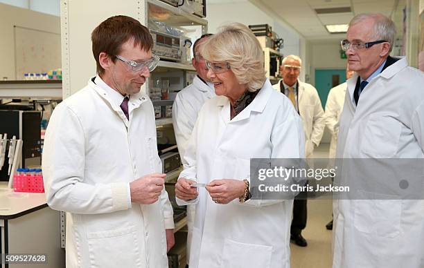 Camilla, Duchess Of Cornwall visits the Hybrid Bio Devices Lab at the University Of Southampton where she was also awarded an Honourary Doctorate on...