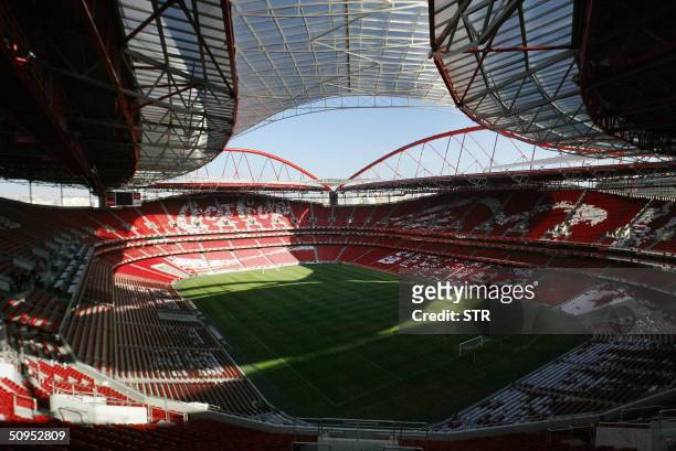 Aerial view taken 04 December 2003 of the Estadio da Luz in Lisbon, the stadium of the Benfica football club. The 65.000- seats stadium, the largest...