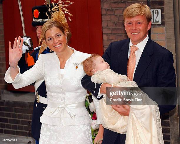 Princess Maxima and HRH Prince Willem Alexander leave the Christening of baby girl Catharina-Amalia, daughter of Dutch Crown Prince Willem Alexander...