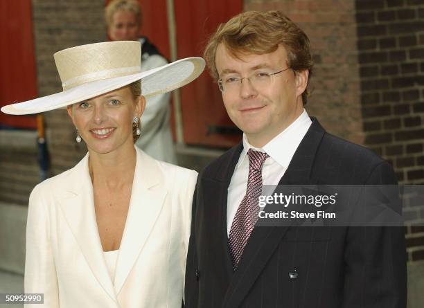 Prince Johan Friso and Princess Mabel leave the Christening of baby girl Catharina-Amalia, daughter of Dutch Crown Prince Willem Alexander and...