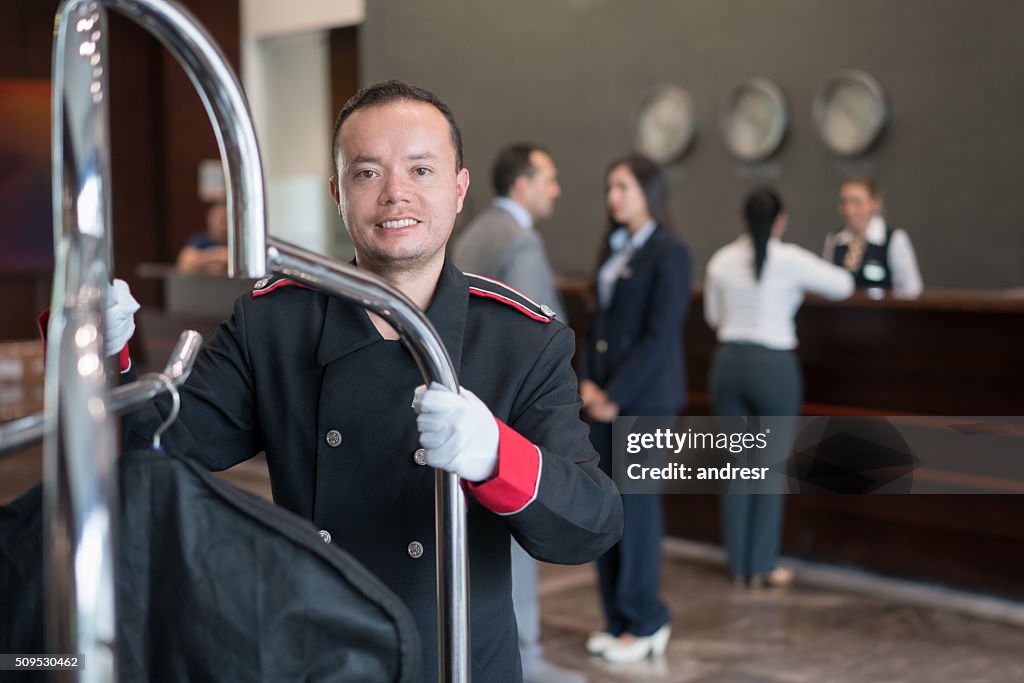 Bellboy working at the hotel