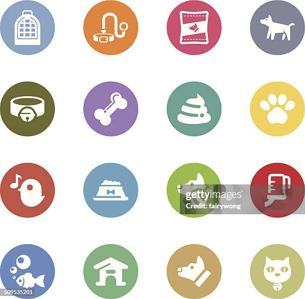 pet icons - dog drinking water stock illustrations