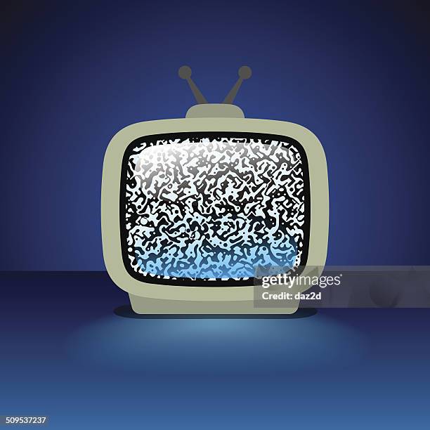 tv-set mit weißen lärm - stromausfall stock-grafiken, -clipart, -cartoons und -symbole