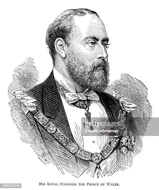 stockillustraties, clipart, cartoons en iconen met the prince of wales - future king edward vii - neckwear