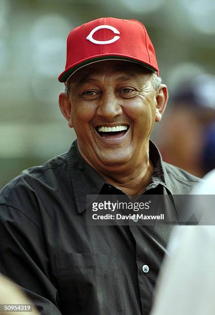 Former Cincinnati Reds great Davey Concepcion before the game between the Cleveland Indians and the Cincinnati Reds on June 12, 2004 at Jacobs Field...