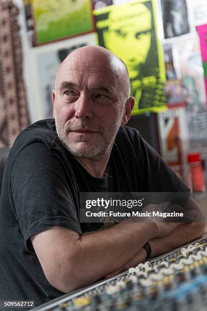 Portrait of English musician and producer Adrian Sherwood photographed at his home studio in Ramsgate, on March 23, 2015.