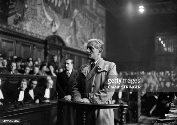 Picture released on January 1946 in Paris of Otto Abetz former German ambassador to Vichy during World War II, attending the trial of Jean Luchaire....