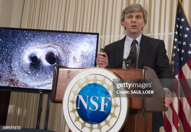 David Reitze, executive director of the LIGO Laboratory at Caltech, announces that scientists have observed ripples in the fabric of spacetime called...
