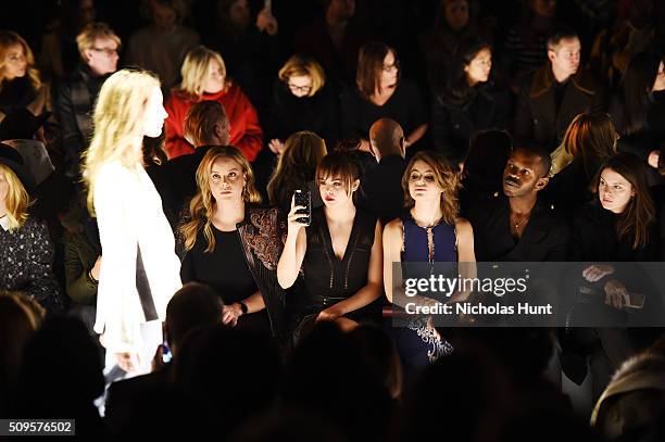 Actresses Abbie Cornish, Bailee Madison and Sami Gayle attend the front row at the BCBGMAXAZRIA Fall 2016 show during New York Fashion Week at The...