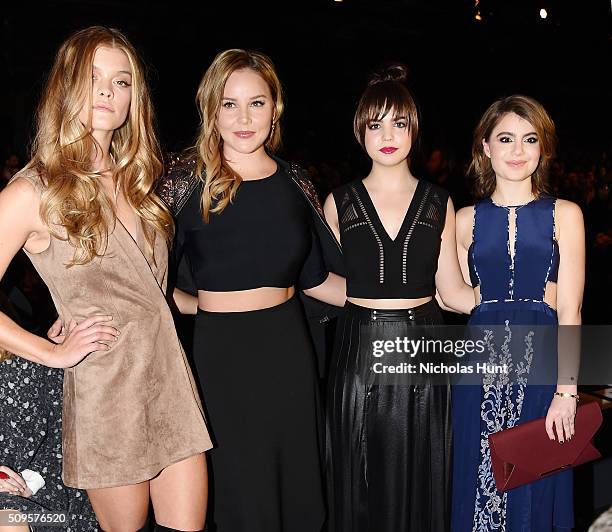 Model Nina Agdal and Actresses Abbie Cornish, Bailee Madison and Sami Gayle attend the front row at the BCBGMAXAZRIA Fall 2016 show during New York...