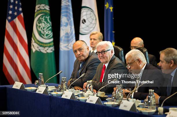 German Foreign Minister Frank-Walter Steinmeier attends a meeting of the International Syria Support Group on Februar 11, 2016 in Munich, Germany....