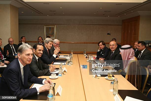 Secretary of State John Kerry , Turkish Foreign Minister Mevlut Cavusoglu , Qatar's Foreign Minister Sheikh Mohammed bin Abdulrahman bin Jassim...