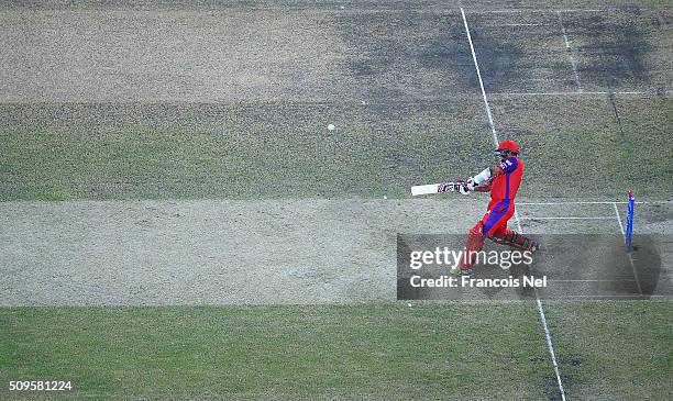 Virender Sehwag of Gemini Arabians bats during the Oxigen Masters Champions League Semi Final match between Gemini Arabians and Sagittarius Strikers...