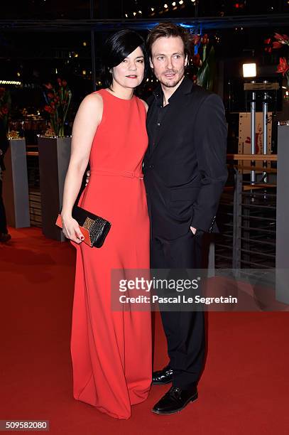 Jasmin Tabatabai and Andreas Pietschmann attend the 'Hail, Caesar!' premiere during the 66th Berlinale International Film Festival Berlin at...