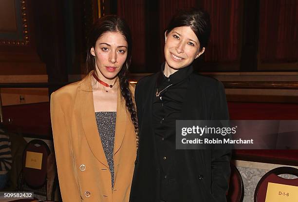 Caroline Polacheck of Chairlift and Pamela Love attend Creatures of the Wind during Fall 2016 New York Fashion Week on February 11, 2016 in New York...