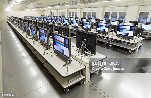 In this undated handout photo from Sharp, lines of LCD TVs are seen at the Kameyama factory of Japan's electronics company. Sharp announced the new...