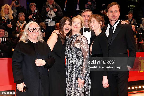 Jury members Brigitte Lacombe, Malgorzata Szumowska, Meryl Streep, wearing Prada,, Nick James, Alba Rohrwacher and Lars Eidinger attend the 'Hail,...