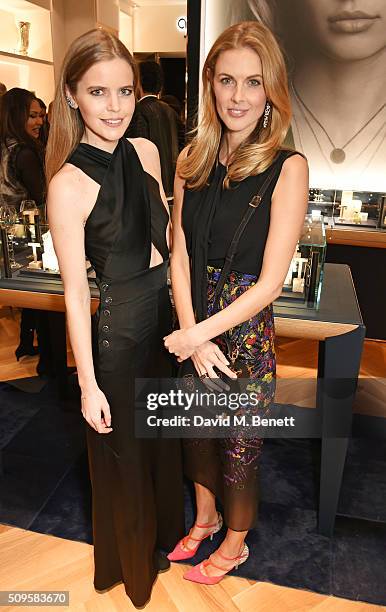 Katie Readman and Donna Air attend the APM Monaco flagship store opening on South Molton Street on February 11, 2016 in London, England.