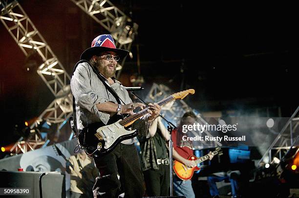 Country music artist Hank Williams, Jr. Performs at the 2004 CMA Music Festival June 13, 2004 in Nashville, Tenessee. The four-day festival, the...
