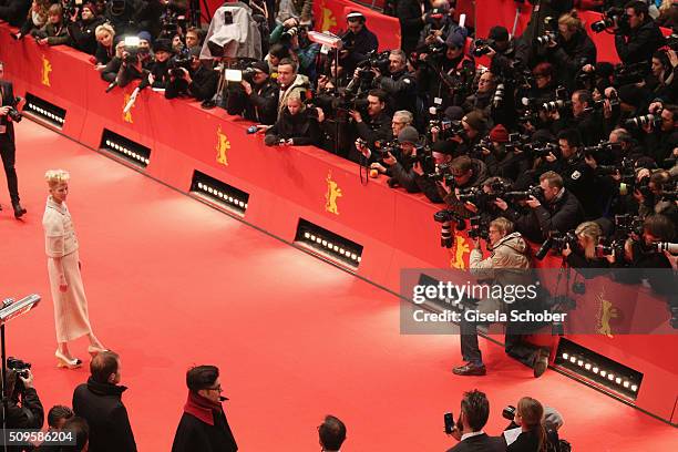 Tilda Swinton attends the 'Hail, Caesar!' premiere during the 66th Berlinale International Film Festival Berlin at Berlinale Palace on February 11,...