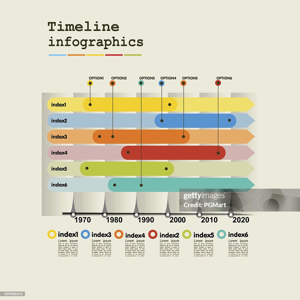 Timeline Infographic With Diagrams And Graphics In Flat Design Style ...