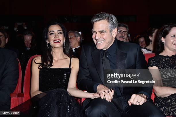 George Clooney and Amal Clooney attend the 'Hail, Caesar!' premiere during the 66th Berlinale International Film Festival Berlin at Berlinale Palace...