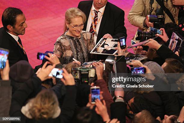 International jury president Meryl Streep attends the 'Hail, Caesar!' premiere during the 66th Berlinale International Film Festival Berlin at...
