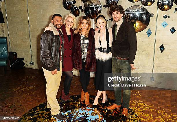 Gill, Chloe Tangney, Dionne Bromfield, Kimberly Wyatt and Max Rogers attend a celebration of the new TV channel "W," launching on Monday 15th...
