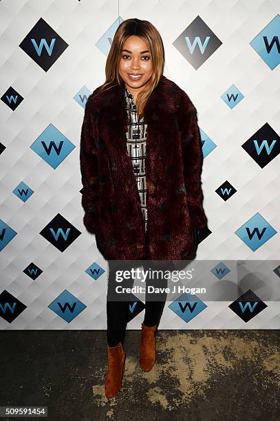 Dionne Bromfield attends a celebration of the new TV channel "W," launching on Monday 15th February, at Union Street Cafe on February 11, 2016 in...