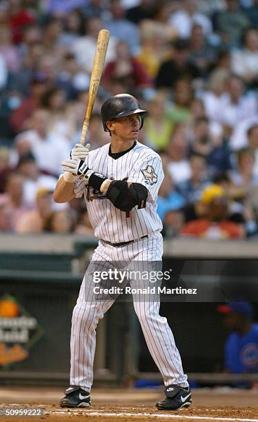 Center fielder Craig Biggio of the Houston Astros at bat during the game against the Chicago Cubs at Minute Maid Park on May 25, 2004 in Houston,...