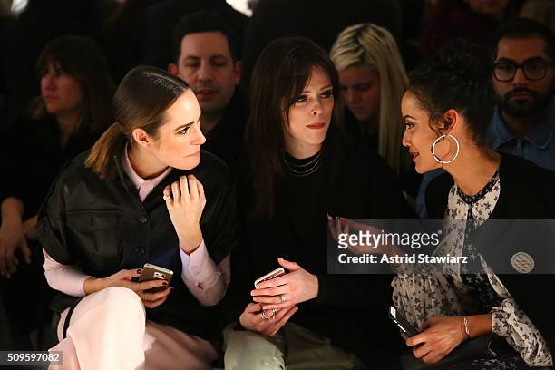 Journalist Louise Roe, Models Coco Rocha, Selita Ebanks attend the Marissa Webb Fall 2016 fashion show during New York Fashion Week: The Shows at The...