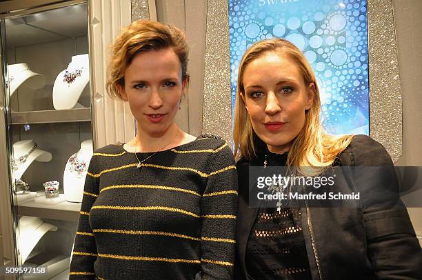 Adina Vetter and Lilian Klebow attend the launch of Swarovski 'Sea of Sparkle' Collection on February 11, 2016 in Vienna, Austria.