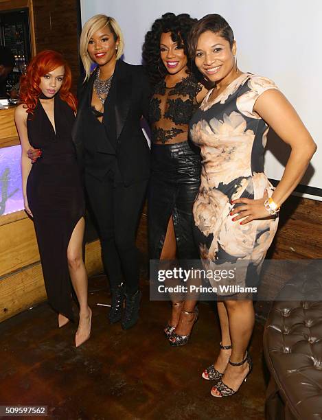 Kyndall Ferguson, LeToya Luckett, Wendy Raquel Robinson and Lori Hall attend the ATL Premiere Party for TV One's "Here We Go Again" at Boogalou...