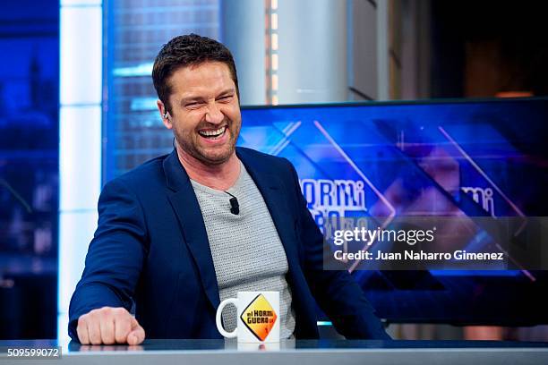 Gerard Butler attends 'El Hormiguero' Tv show at Vertice Studio on February 11, 2016 in Madrid, Spain.