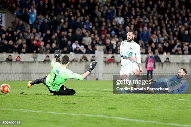 Steven Fletcher of Olympique de Marseille in action during the French Cup match between Trelissac FC and Olympique de Marseille at Stade...