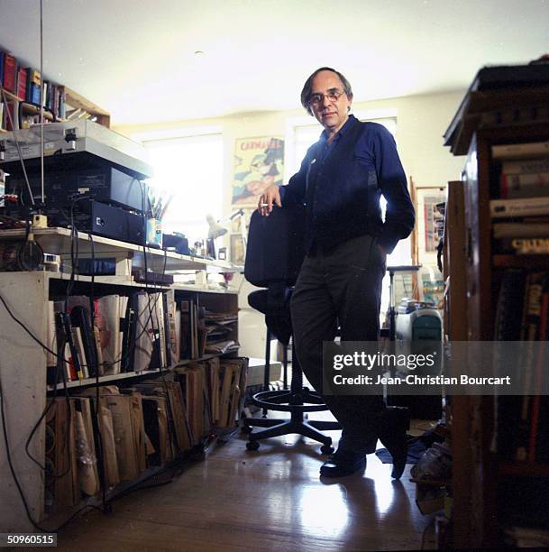 Cartoonist Art Spiegelman poses in his Soho studio June 5, 2003 in New York City. Spiegelman is known for the cartoon 'Maus' that was based on the...
