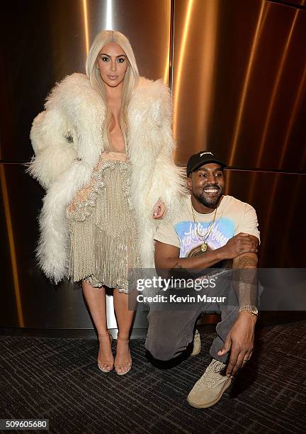 Kim Kardashian West and Kanye West attend Kanye West Yeezy Season 3 at Madison Square Garden on February 11, 2016 in New York City.