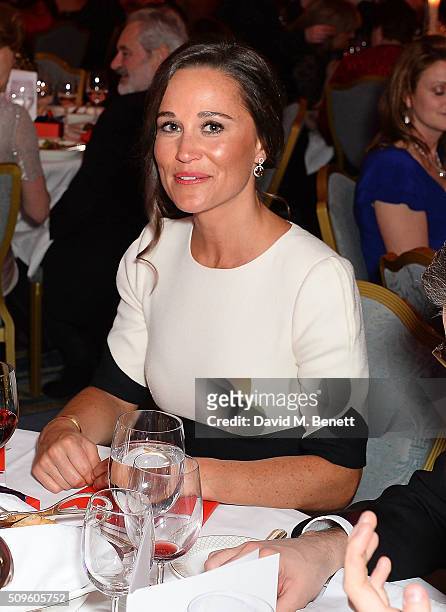 Pippa Middleton attends a drinks reception during the British Heart Foundation: Roll Out The Red Ball at The Savoy Hotel on February 11, 2016 in...