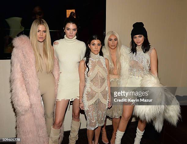 Khloe Kardashian, Kendall Jenner, Kourtney Kardashian, Kim Kardashian West and Kylie Jenner attend Kanye West Yeezy Season 3 at Madison Square Garden...