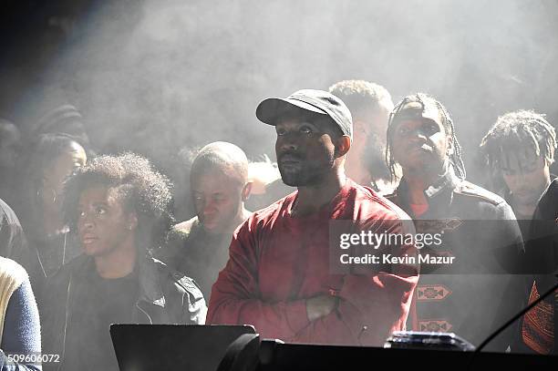 Kanye West attends Kanye West Yeezy Season 3 at Madison Square Garden on February 11, 2016 in New York City.