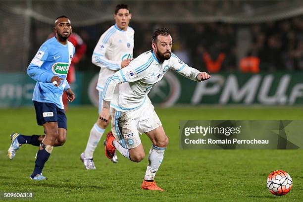 Steven Fletcher of Olympique de Marseille in action during the French Cup match between Trelissac FC and Olympique de Marseille at Stade...