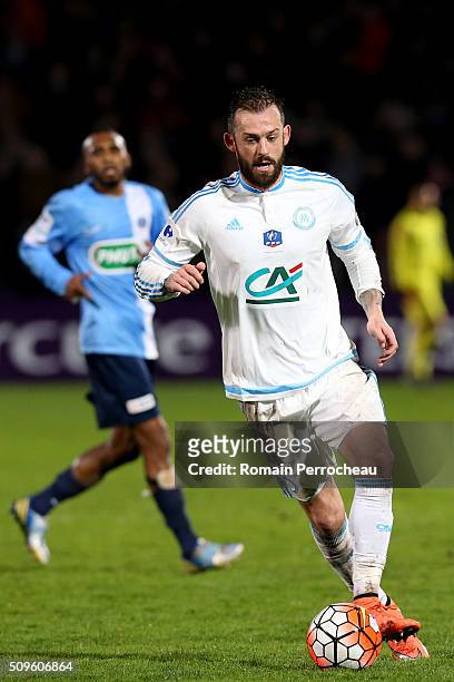 Steven Fletcher of Olympique de Marseille in action during the French Cup match between Trelissac FC and Olympique de Marseille at Stade...
