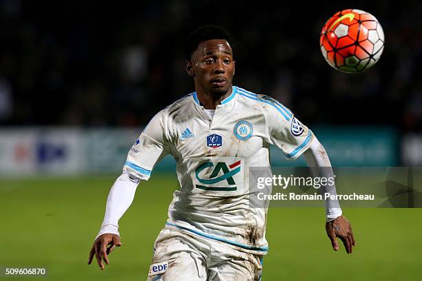 George Kevin Nkoudou of Olympique de Marseille in action during the French Cup match between Trelissac FC and Olympique de Marseille at Stade...