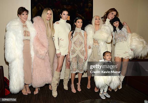 Khloe Kardashian, Kris Jenner, Kendall Jenner, Kourtney Kardashian, Kim Kardashian West, North West, Caitlyn Jenner and Kylie Jenner attend Kanye...