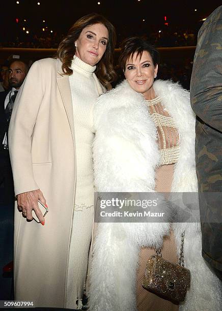 Caitlyn Jenner and Kris Jenner attend Kanye West Yeezy Season 3 at Madison Square Garden on February 11, 2016 in New York City.