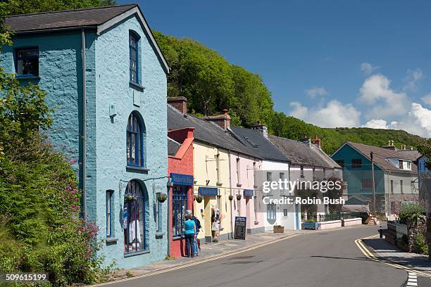 painted houses of solva village - pembrokeshire village stock pictures, royalty-free photos & images