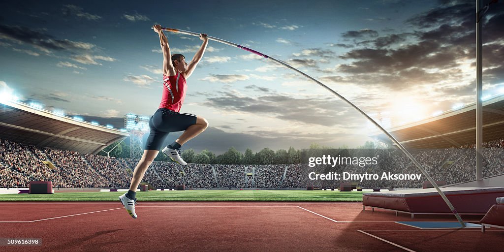 Male pole vaulting athlete